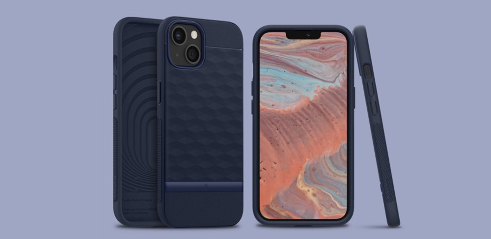 Чехол-накладка-Spigen-Caseology-Parallax-для-iPhone-13,-полиуретан,-тёмно-синий